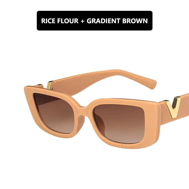 RetroGlasses™ |  UV Protective Classic Black Square Sunglasses - 24K Gold Plated V-design