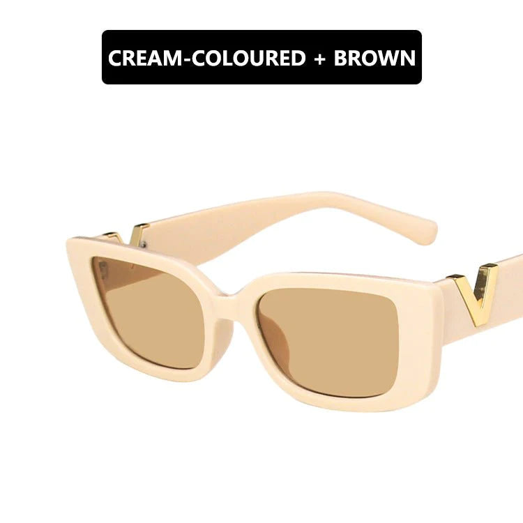 RetroGlasses™ |  UV Protective Classic Black Square Sunglasses - 24K Gold Plated V-design