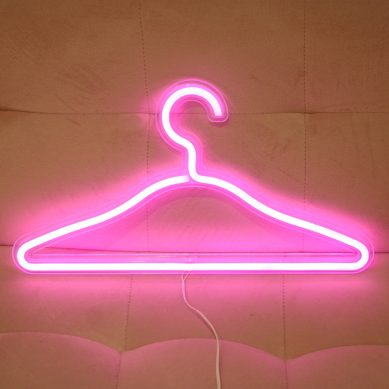 LED Neon Light Sign Clothes Stand USB Powered Hanger