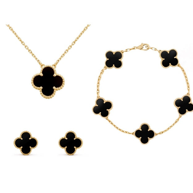Amber Clover Luxe Set™ | 18K Agate Flower Bracelet!
